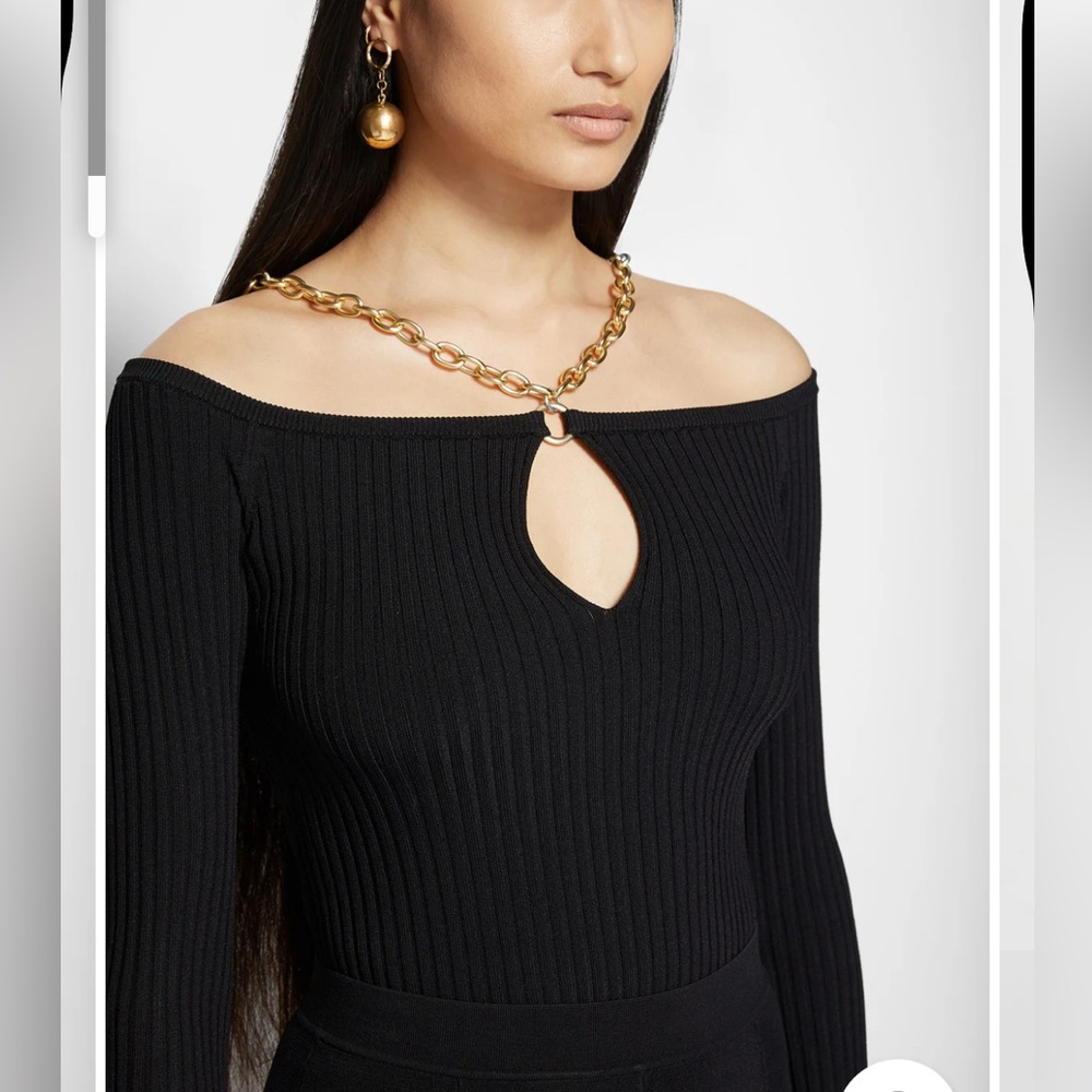 Simkhai Quinn off shoulder chain top black XS